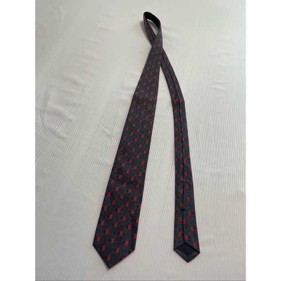 Giorgio Armani Vintage 90s Geometric Grey Orange Necktie Tie - Picture 1 of 5